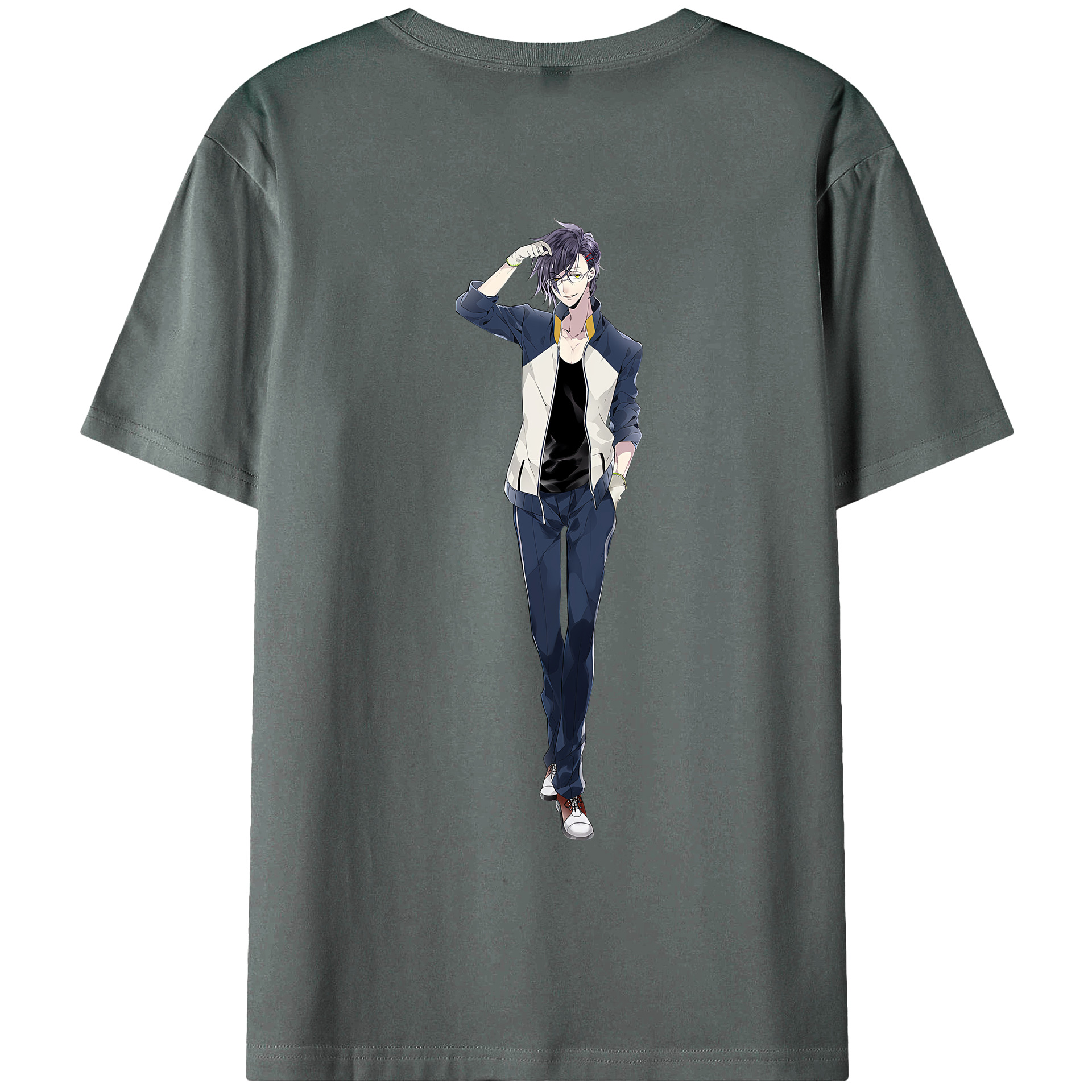 （画像用） 刀剣乱舞 Touken Ranbu 綿100％ メンズ半袖Tシャツ（バックプリント） 通気性